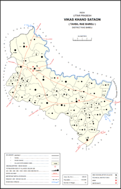 Map showing Purai (#384) in Sataon CD block