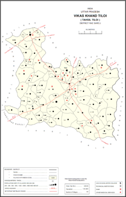 Map showing Bhadsana (#082) in Tiloi CD block